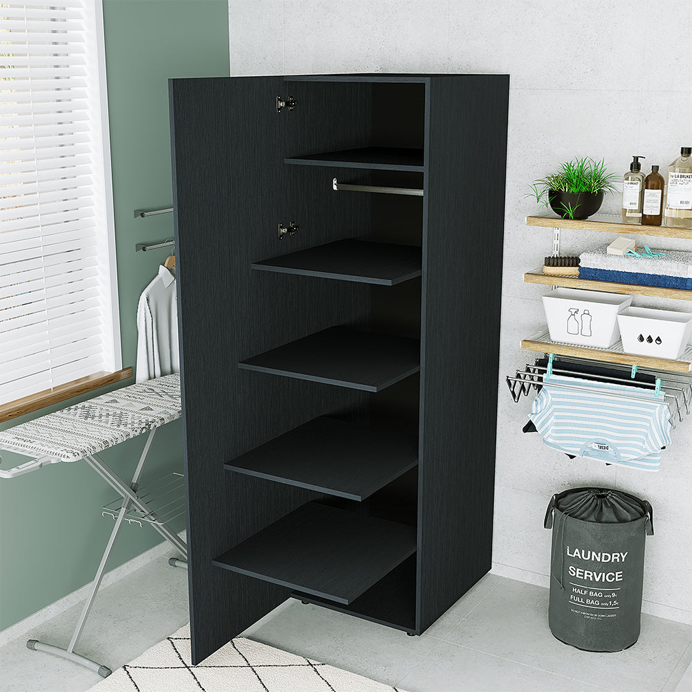 - Roomart - Shelves - For tall cabinets C60-W and E60-W (60 cm wide) - White - Black oak - cabinet, bathroom cabinet, washing machine cabinet, bathroom cabinet, bathroom furniture, washing machine shelf, washing tower, tall cabinet, bathroom, furniture, white, washmasc