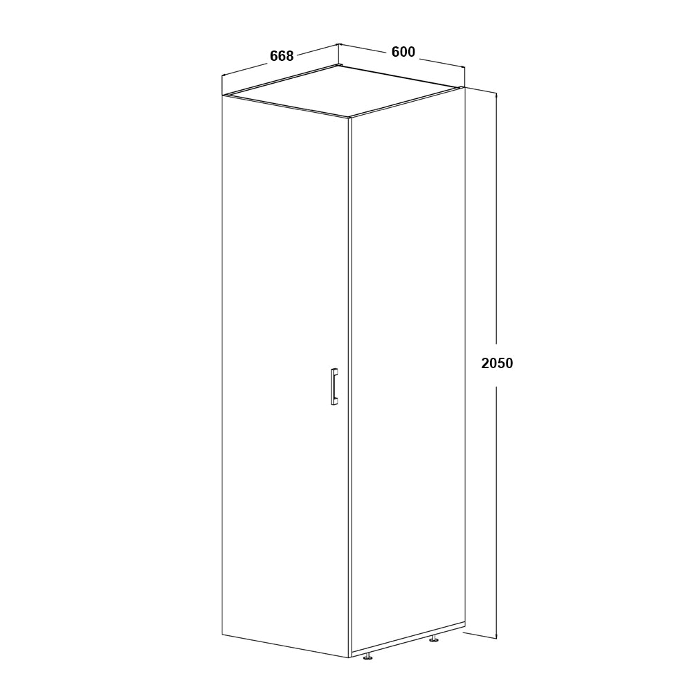 Roomart  • Hochschrank 60cm Breit | mit 1x Einlegboden • Weiß  • Schwarz Eiche