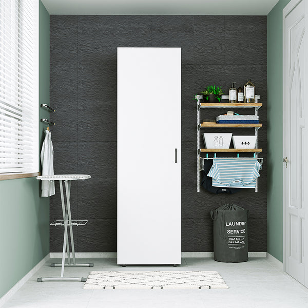 Roomart Hochschrank 60 cm breit – kombinierbar mit SERIE 2, 3 & DUO – Badezimmer- & Hauswirtschaftsschrank mit Einlegeböden, in Weiß oder Schwarz-Eiche