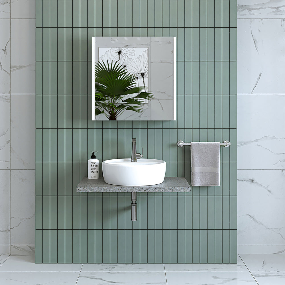 Roomart, Badezimmer Spiegelschrank, 80 cm, 60 cm, Badezimmermöbel, in Weiss & Eiche Farben