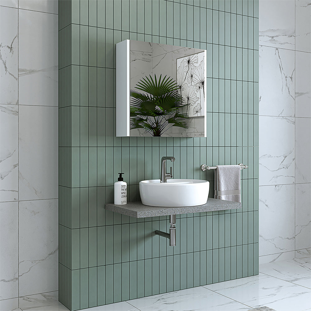 Roomart, Badezimmer Spiegelschrank, 80 cm, 60 cm, Badezimmermöbel, in Weiss & Eiche Farben