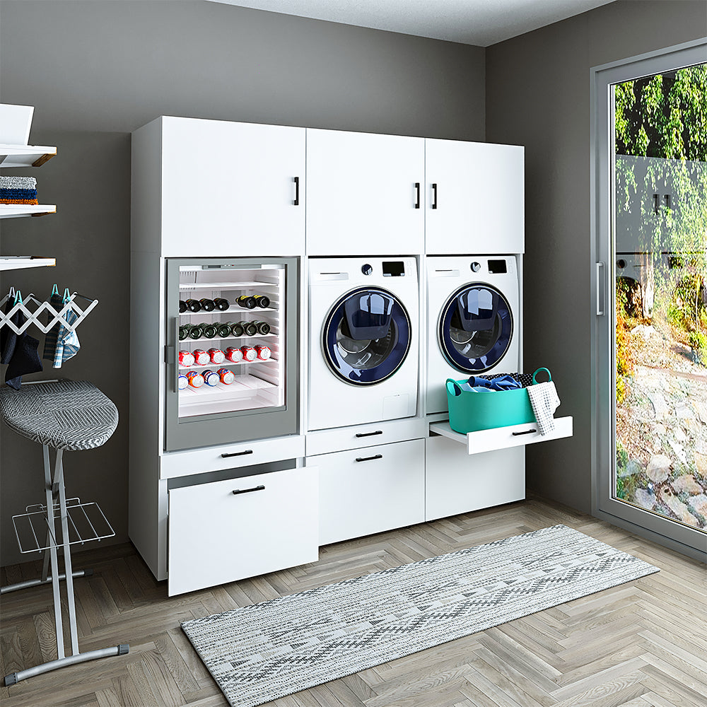 Roomart Schrankwand mit Schrankaufsätzen Waschmachine Für Mehrzweckschrank und Waschmaschinenschrank – Überbauschrank Trockner