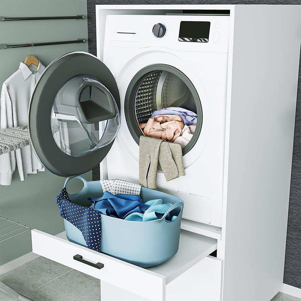 Roomart • Waschmaschinenüberschrank mit Ausziehbrett & Schublade –