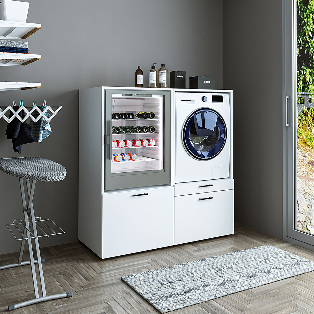 oneconcept, waschmaschinenüberbauschrank, stapeln, waschmaschienenschrank, rahmen, über, auffangwanne, untergestell, waschmaschinenregal, zwischenbaurahmen, antirutschmatte, verbindungsrahmen, universal, schwingungsdämpfer, rückläufer, kaufen, auf, stellen, vibrationsdämpfer, unterbau, übereinander, stabil, kühlschrank, erhöhung, waschmaschienenuntergestell, podest