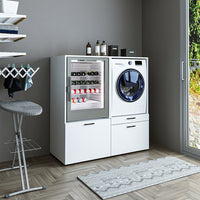 oneconcept, waschmaschinenüberbauschrank, stapeln, waschmaschienenschrank, rahmen, über, auffangwanne, untergestell, waschmaschinenregal, zwischenbaurahmen, antirutschmatte, verbindungsrahmen, universal, schwingungsdämpfer, rückläufer, kaufen, auf, stellen, vibrationsdämpfer, unterbau, übereinander, stabil, kühlschrank, erhöhung, waschmaschienenuntergestell, podest